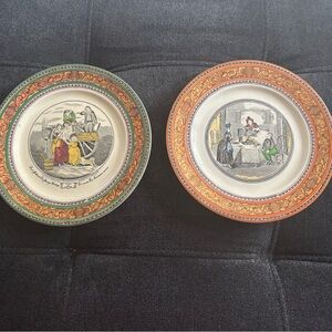 Set of 2 Vintage 7” English Decorative Plate with Intricate Design Names Below